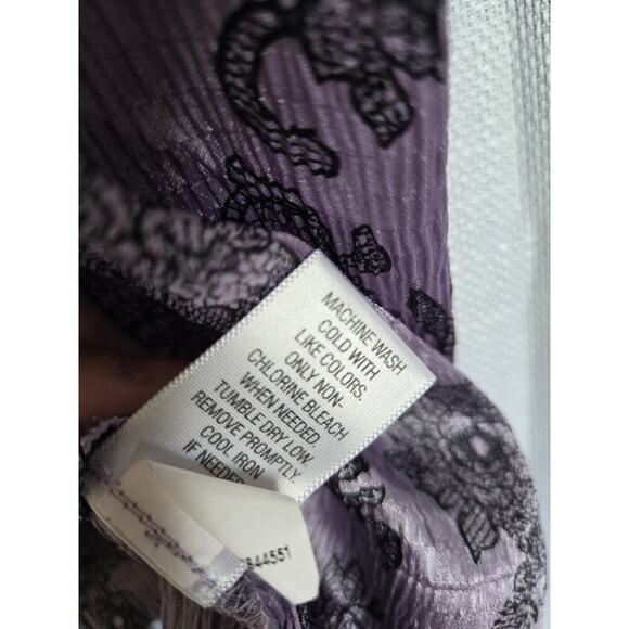 Apt 9 XL Purple Floral Y2k Babydoll Top Romantic Boho Whimsigoth Fairy Cottage - Picture 6 of 8